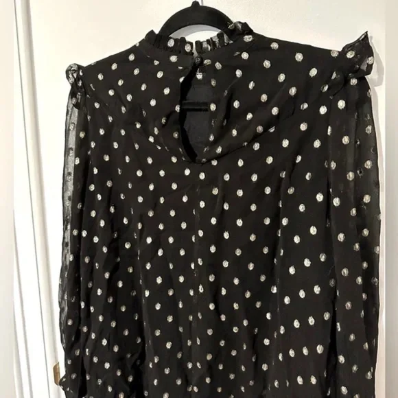 Oliver Bonas Metallic Foil Spot Print Black Mini Shift Dress (size 6) - Picture 10 of 12